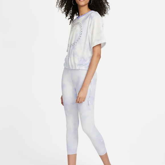 NIKE Sportswear Icon Clash Tie-Dye Short Sleeve Mesh Top w/Drawstring at Waist - Picture 2 of 12